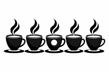 coffee cup set line art silhouette vector illustration