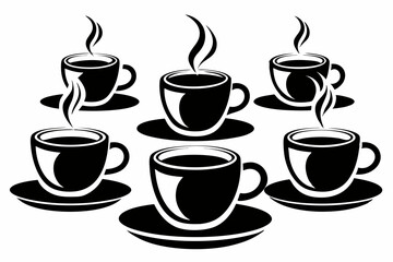 coffee cup set line art silhouette vector illustration