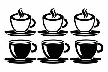 coffee cup set line art silhouette vector illustration