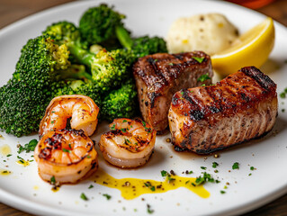 Grilled lamb and shrimp