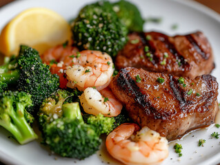 Grilled lamb and shrimp