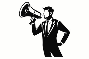 Fototapeta premium a man with megaphone line art silhouette vector illustration