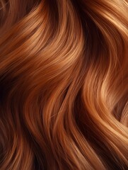 Naklejka premium Healthy long auburn hair flowing smoothly creating soft waves