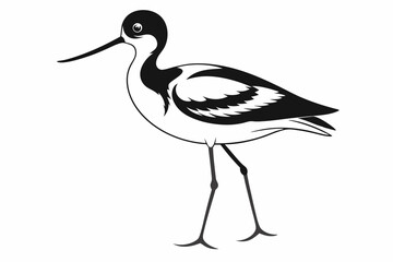 Naklejka premium avocet line art silhouette vector illustration