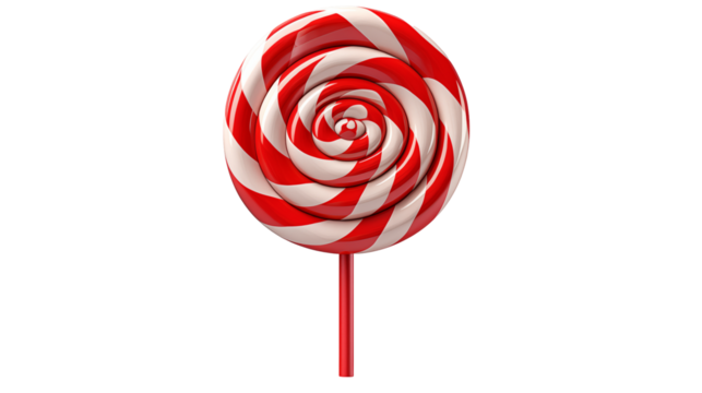 Swirled Lollipop Red and White Candy, Festive Holiday Treat with Sweet Spiral Design.