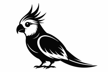 cockatiel line art silhouette vector illustration