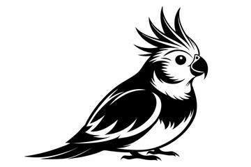 cockatiel line art silhouette vector illustration