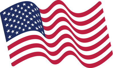 American Flag, Vector. USA Waving Banner. United States national symbol on white background. Wavy ribbon