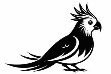 cockatiel line art silhouette vector illustration