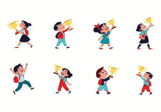 Colorful Best Student School Award Winner Icons Set