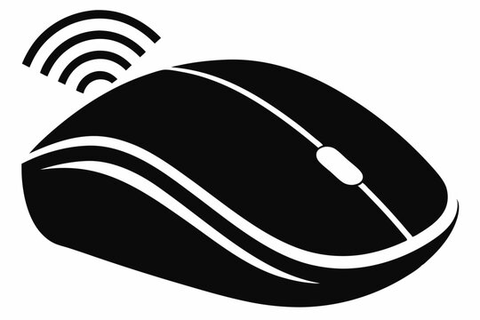 recommend clip art: computer mouse without wireless line art silhouette vector illustration