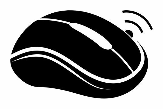recommend clip art: computer mouse without wireless line art silhouette vector illustration