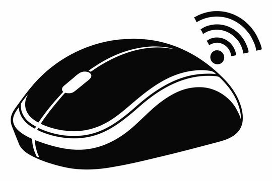 recommend clip art: computer mouse without wireless line art silhouette vector illustration