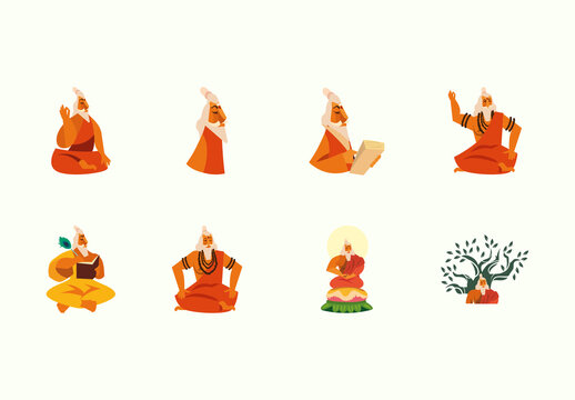 Colorful Maharishi Valmiki Jayanti Illustration Set