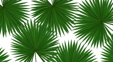 Fototapeta premium Tropical palm leaves pattern in bold green hues on a white background. Seamless Patterns
