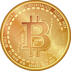 Vector image of cryptocurrency in gold color