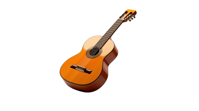 Wooden Acoustic Guitar Natural Brown Design, Classic Folk Instrument for Melodic Sounds.
