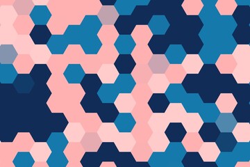 Hexagonal pixelated pattern in purple and blue gradient blend. Digital abstract concept