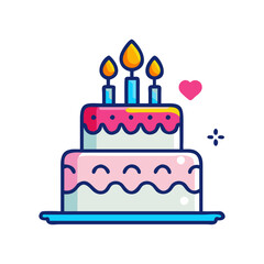 anniversary cake icon, anniversary cake flat illustration - simple vector illustration of anniversary cake , perfect for icons and logos