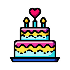 anniversary cake icon, anniversary cake flat illustration - simple vector illustration of anniversary cake , perfect for icons and logos
