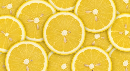 Vibrant Yellow Lemon Slices Background Image: A Close-Up View of Juicy Citrus Fruit