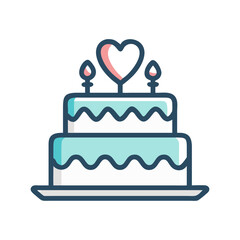 anniversary cake icon, anniversary cake flat illustration - simple vector illustration of anniversary cake , perfect for icons and logos
