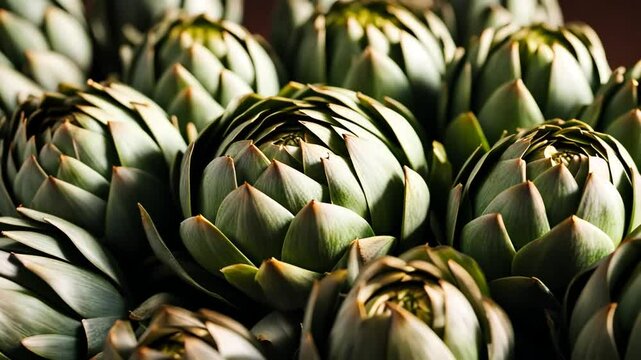 Artichokes on a table.
