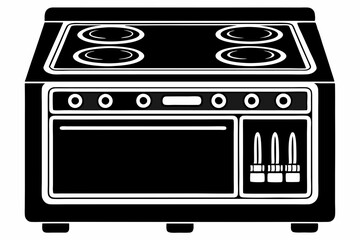 electric stove line art silhouette vector illustration