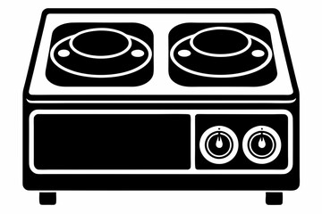 electric stove line art silhouette vector illustration