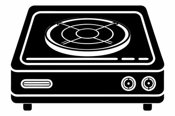 electric stove line art silhouette vector illustration