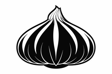 garlic line art silhouette vector illustration