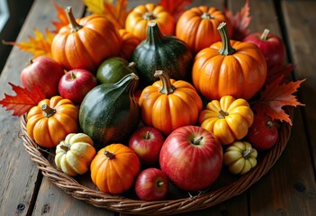 vibrant rustic autumn produce arrangement captured soft natural light multicolored elements, harvest, vegetables, fruits, pumpkins, gourds, squash, organic