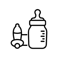 baby bottle and pacifier icon, baby bottle and pacifier flat illustration - simple vector illustration of baby bottle and pacifier , perfect for icons and logos