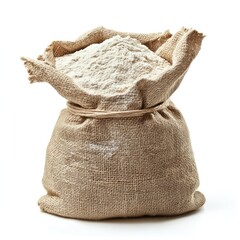 Brown sacks and bags of wheat and coffee on a white background