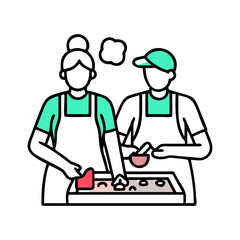 Fototapeta premium baking cookies together icon, baking cookies together flat illustration - simple vector illustration of baking cookies together , perfect for icons and logos
