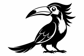 hornbill line art silhouette vector illustration