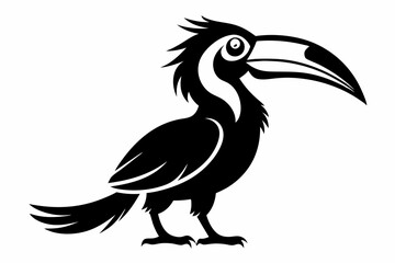 hornbill line art silhouette vector illustration