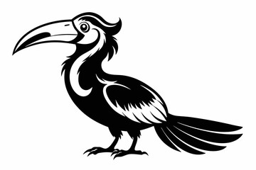 hornbill line art silhouette vector illustration