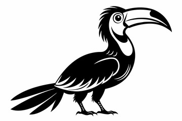 hornbill line art silhouette vector illustration