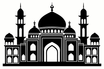 islamic mosque line art silhouette vector illustration