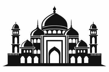 islamic mosque line art silhouette vector illustration