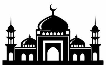 islamic mosque line art silhouette vector illustration