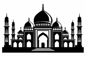 islamic mosque line art silhouette vector illustration