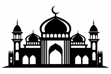 islamic mosque line art silhouette vector illustration