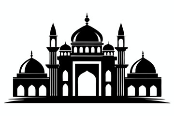 islamic mosque line art silhouette vector illustration