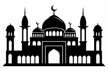 islamic mosque line art silhouette vector illustration