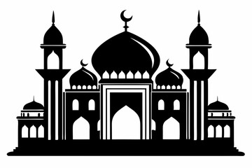 islamic mosque line art silhouette vector illustration