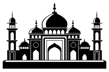 islamic mosque line art silhouette vector illustration