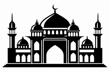 islamic mosque line art silhouette vector illustration