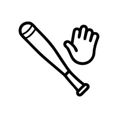 baseball bat and glove icon, baseball bat and glove flat illustration - simple vector illustration of baseball bat and glove , perfect for icons and logos